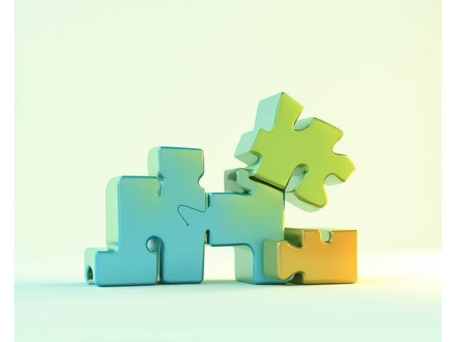 A vibrant graphic showing interconnected gears or puzzle pieces, symbolizing customizable and scalable wellness solutions for diverse industries and company sizes.