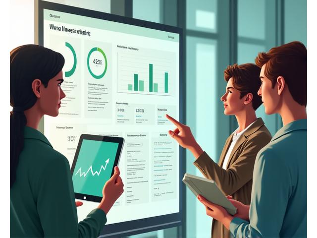 Team of professionals collaborating around a tablet showing wellness metrics, embodying teamwork and health data analytics.