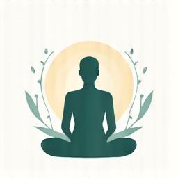Illustration of a person calmly meditating amidst abstract stress indicators, representing stress assessment and tranquility.