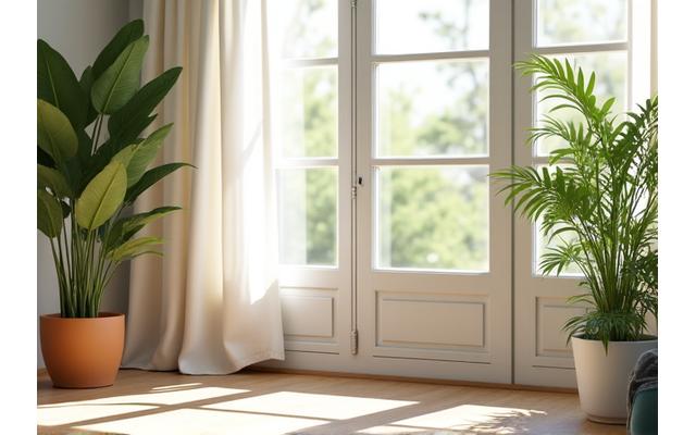 Cozy living room with an air purifier, humidifier, and smart diffuse, indicating a healthy home environment.
